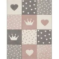 Kosmos Kids Rug with Crown and Heart Details - Pink
