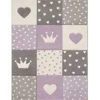Kosmos Kids Rug with Crown and Heart Details - Purple