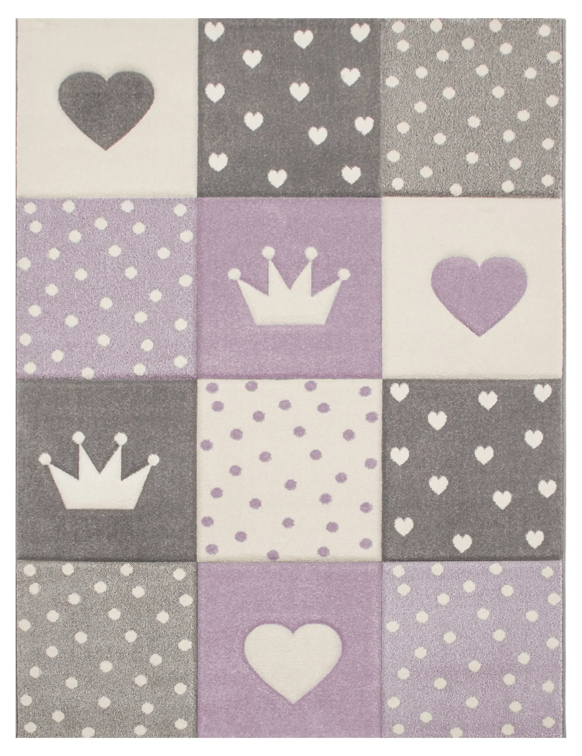 Kosmos Kids Rug with Crown and Heart Details - Purple