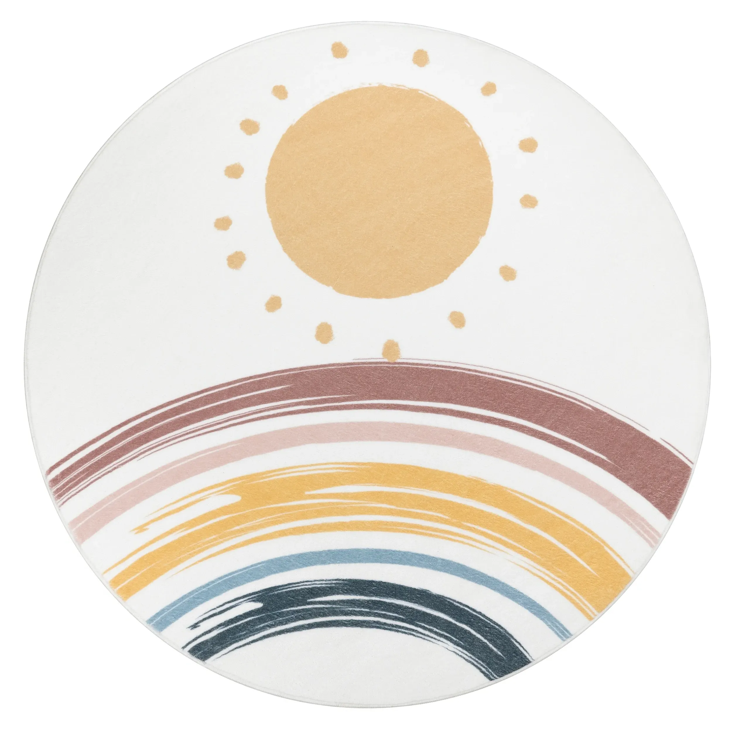 Loya Round Kids Rug - White