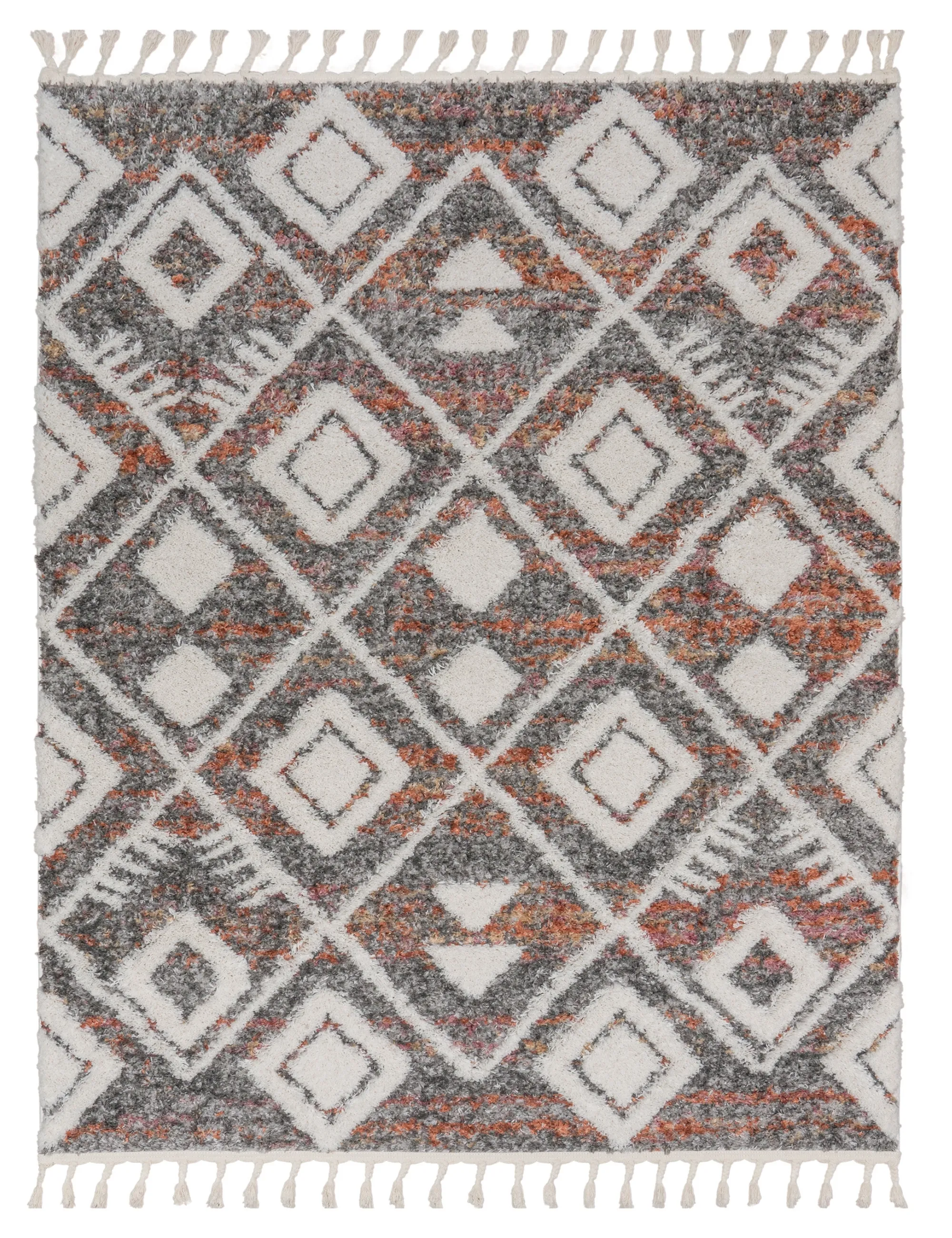 Mendoza Shaggy Rug with Diamond Pattern - Multicolored, Cotton product