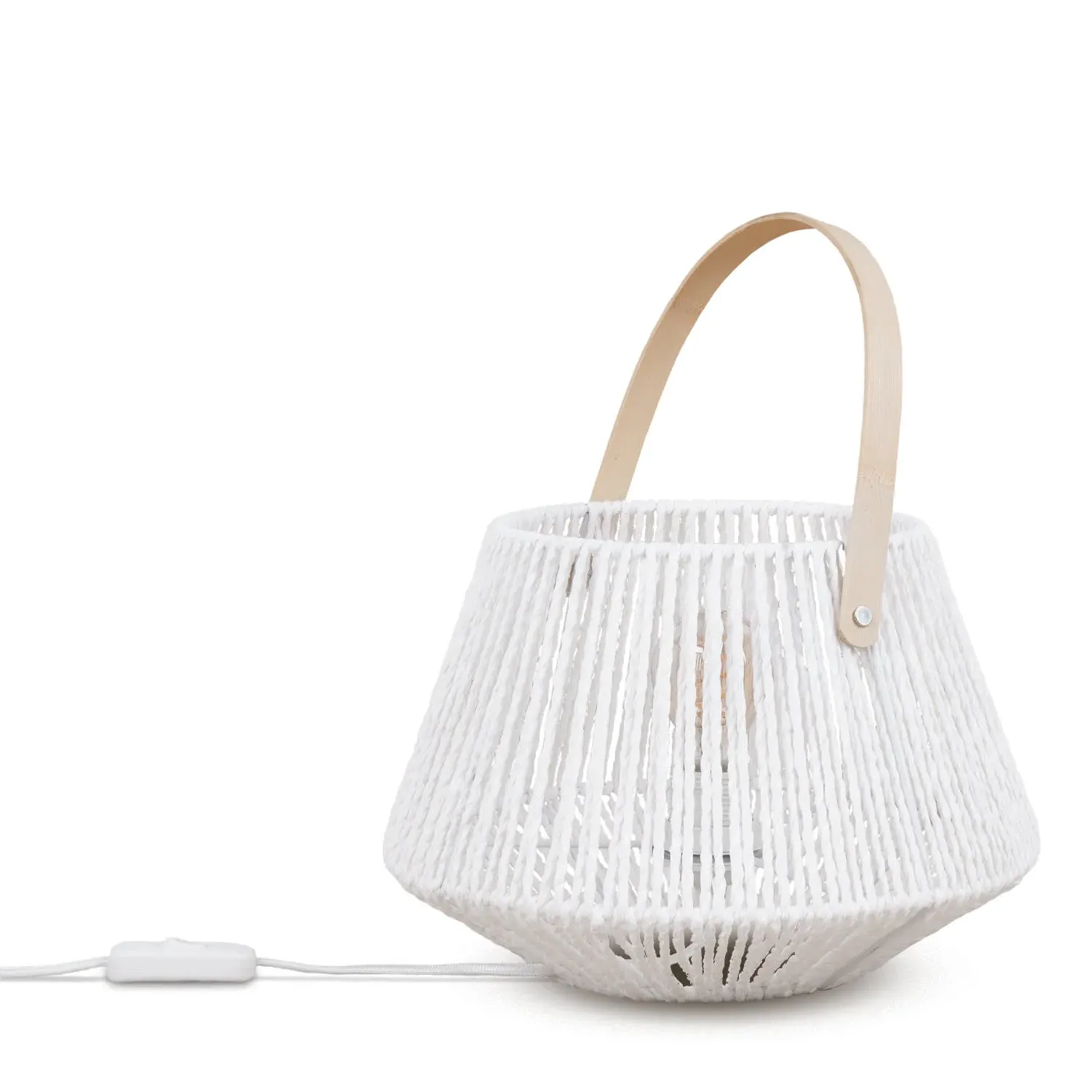 Sepia Table Lamp - White, Bamboo