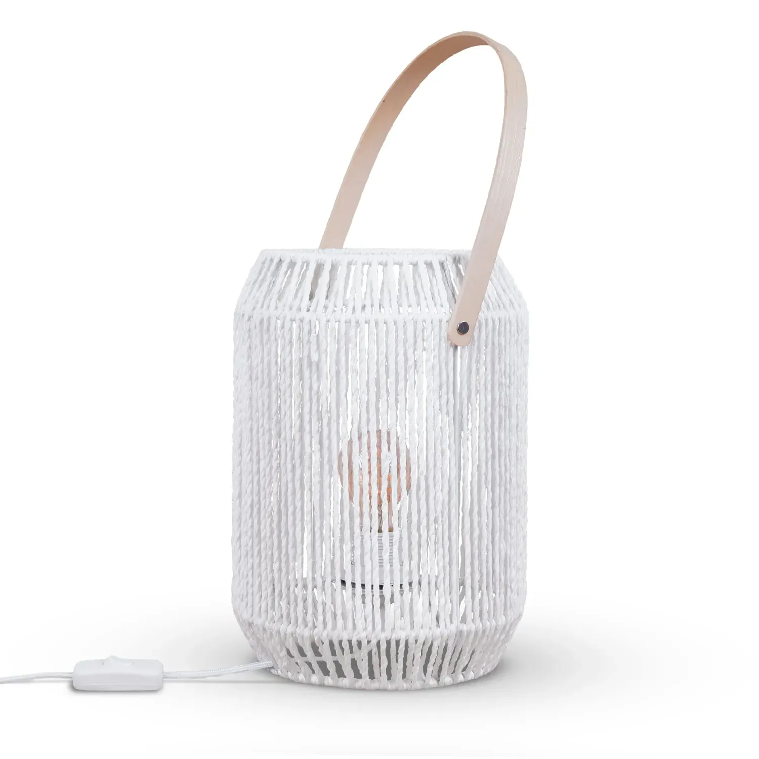 Sepia Table Lamp - White, Bamboo