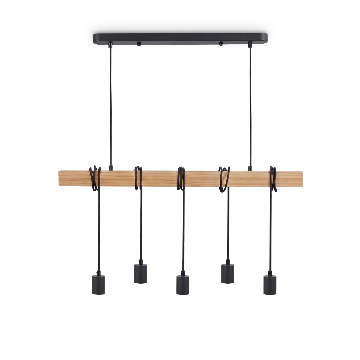 Sila 5-Light Pendant Light - Brown, Steel Wood