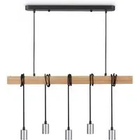 Sila 5-Light Pendant Light - Chrome, Steel Wood