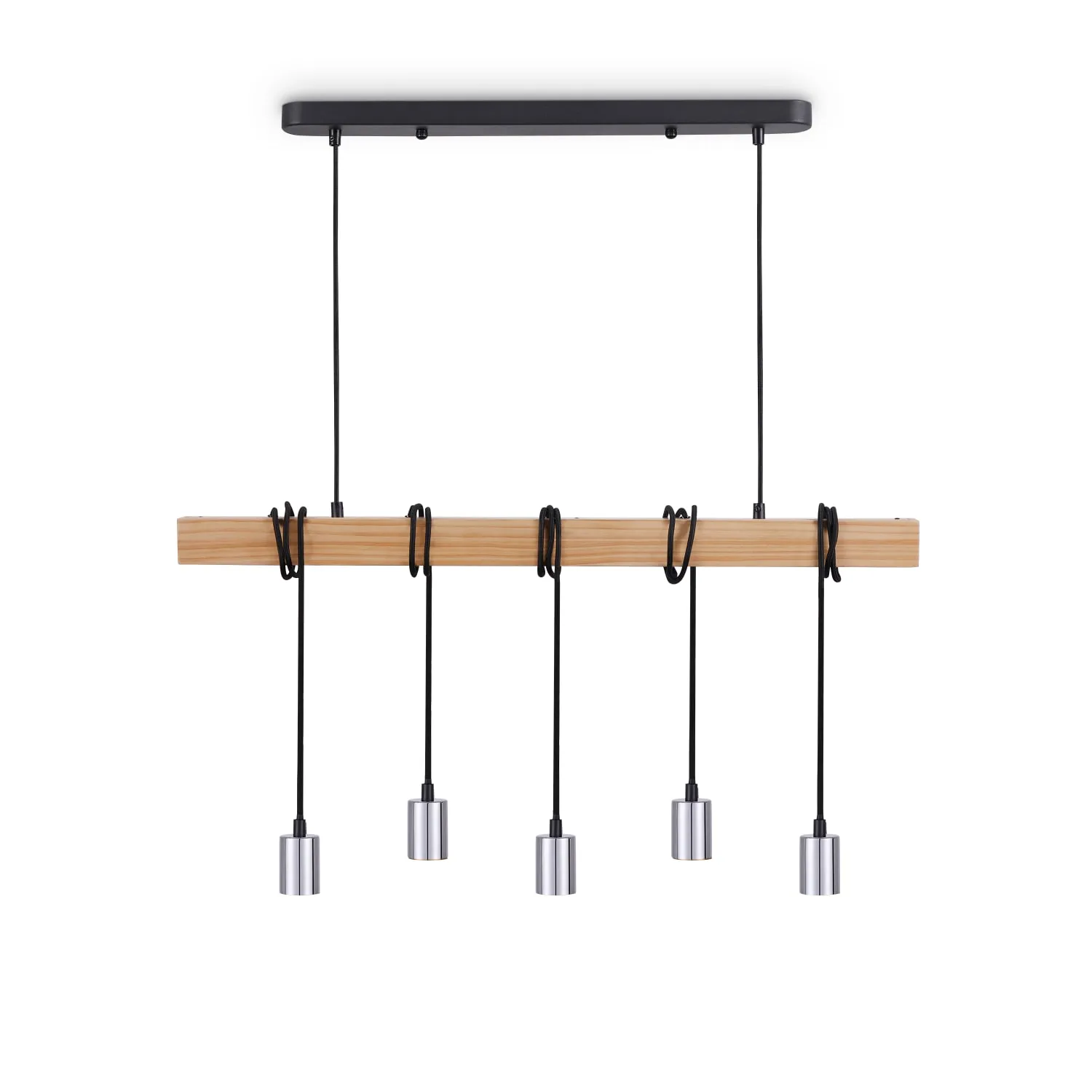 Sila 5-Light Pendant Light - Chrome, Steel Wood