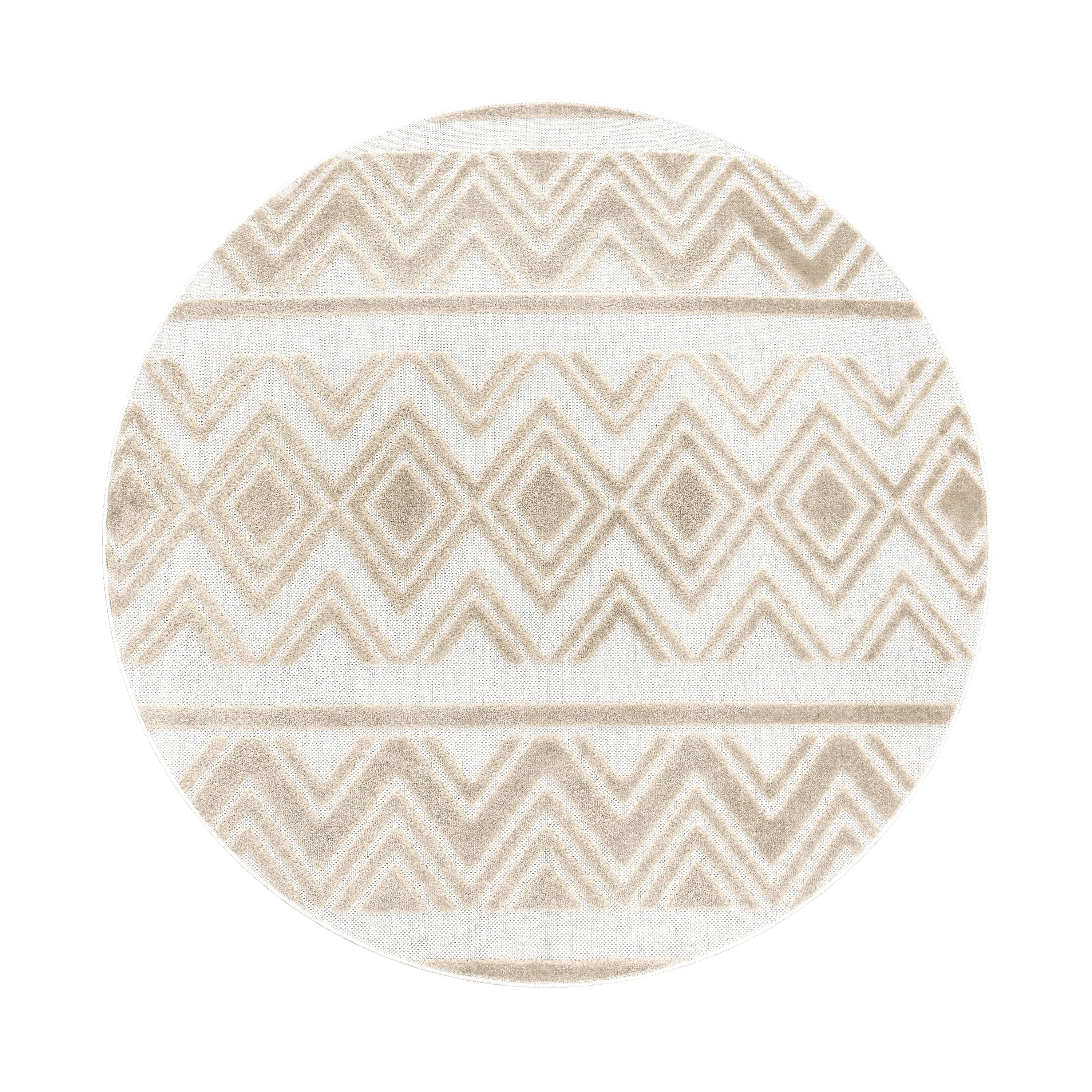 Stylo Indoor Outdoor Rug with 3D Diamond Pattern - Beige