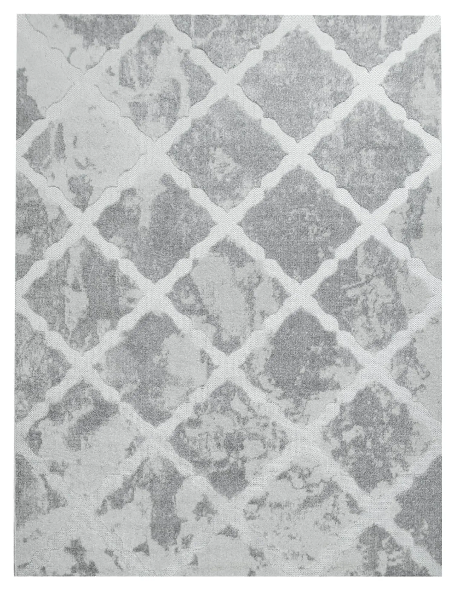 Stylo Outdoor Rug with Diamond Pattern - Light Grey