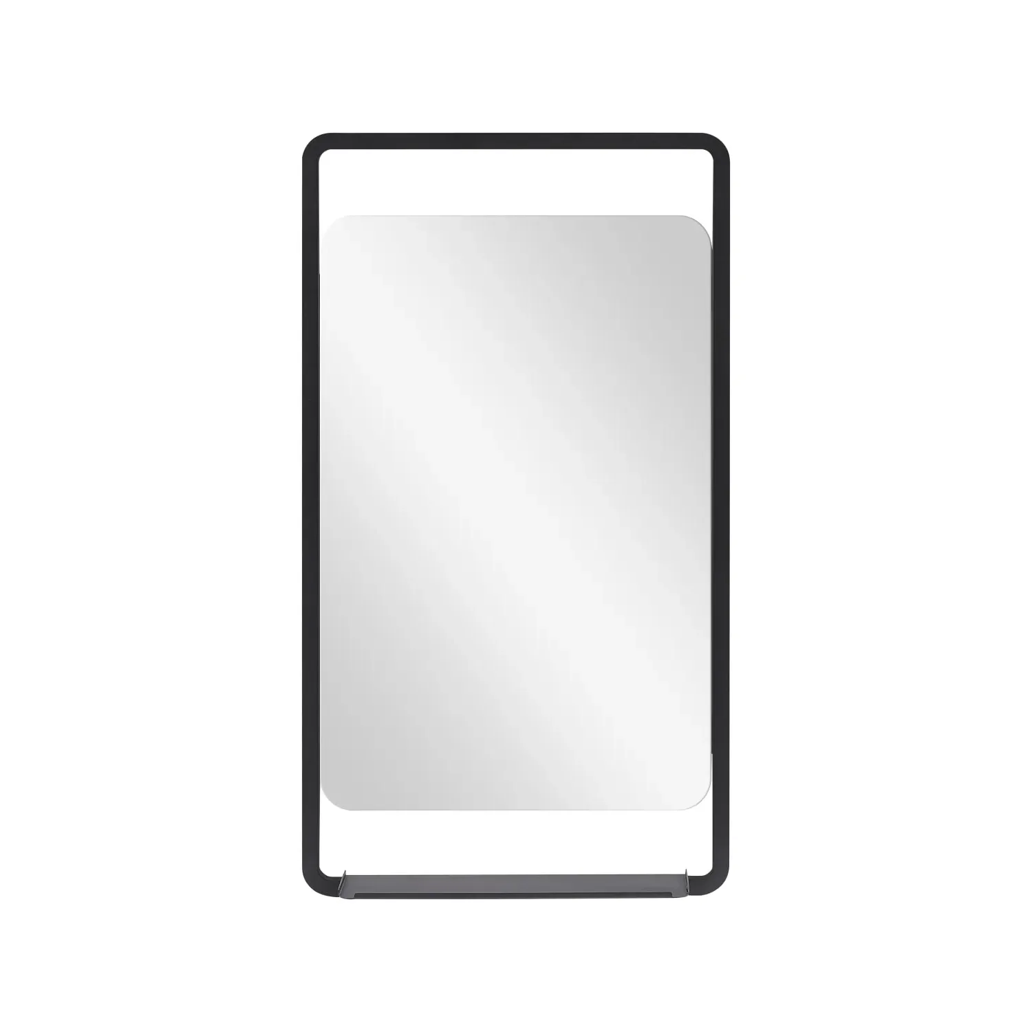 Vaiana Wall Mirror with Shelf - Black, Iron image