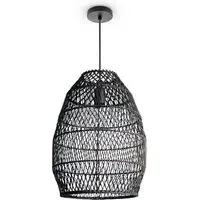 Vita Pendant Light - Black, Rattan