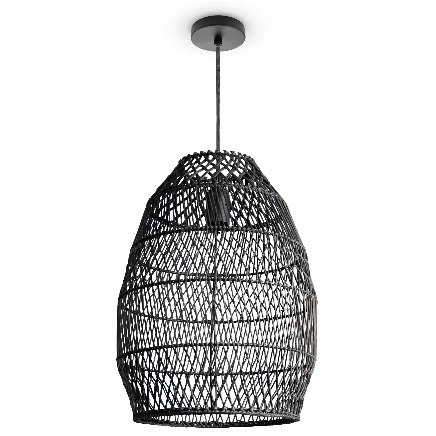 Vita Pendant Light - Black, Rattan