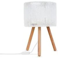 Volta Table Lamp - White, Wood
