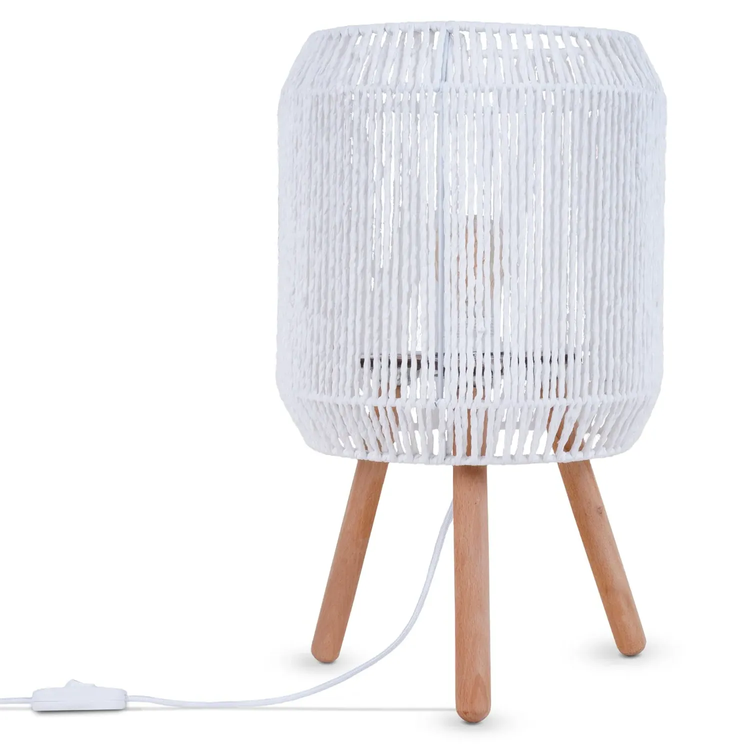 Volta Table Lamp - White, Wood
