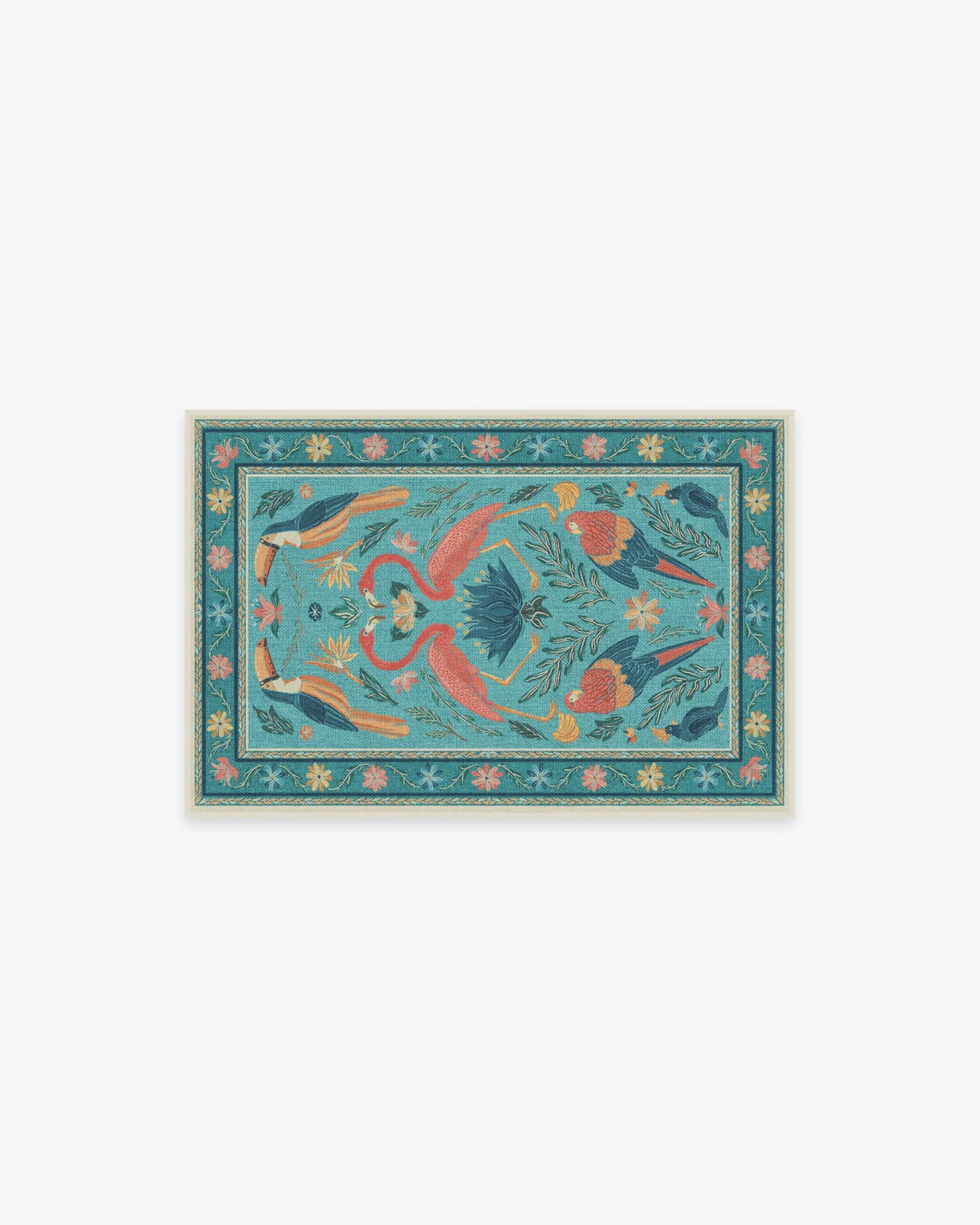 Area Rug Machine Washable - Aqua, Chenille image
