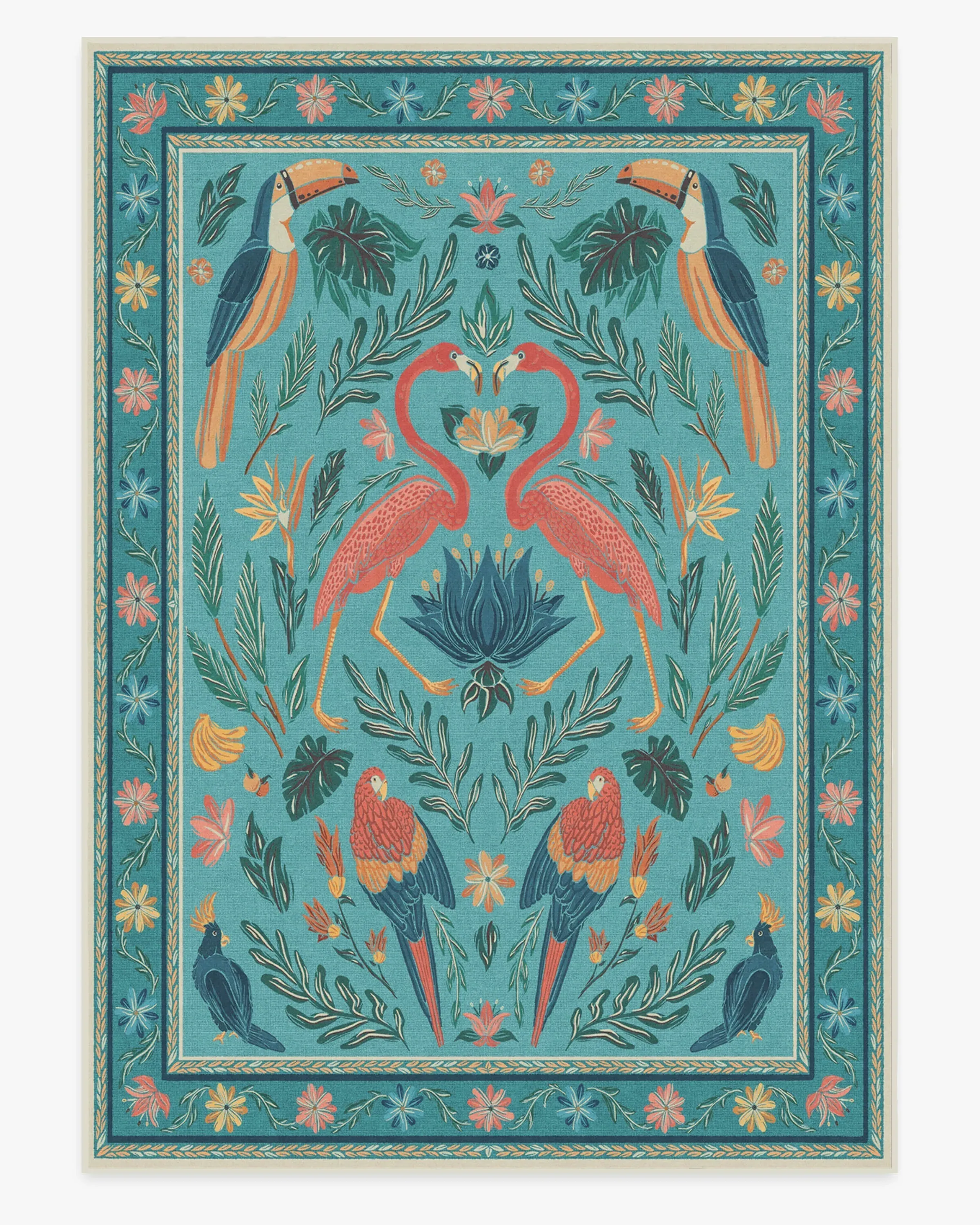 Area Rug Machine Washable - Aqua, Chenille