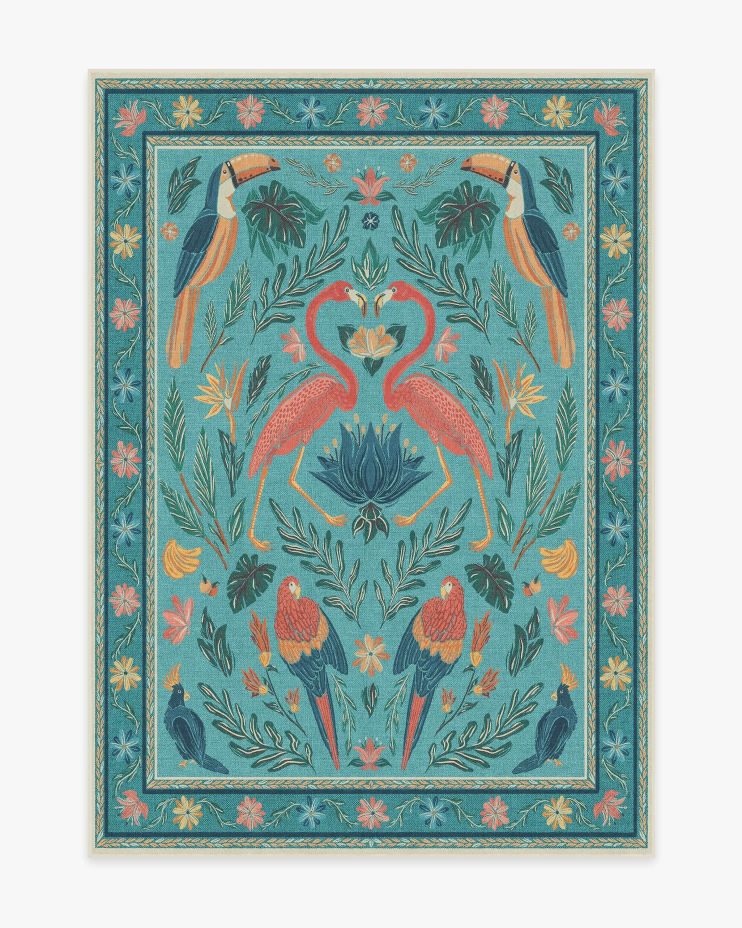 Area Rug Machine Washable - Aqua, Chenille
