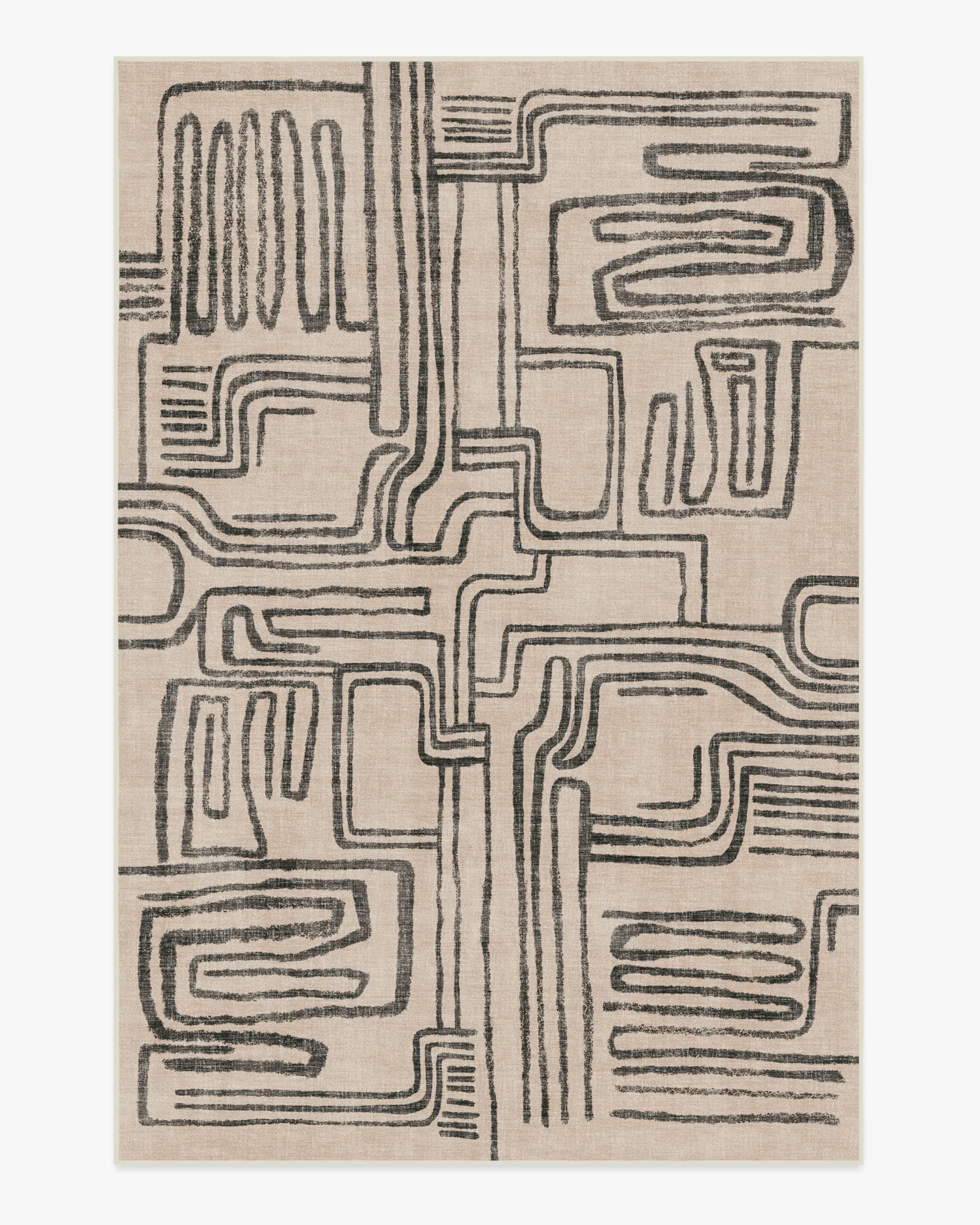 Area Rug Machine Washable - Black, Ivory