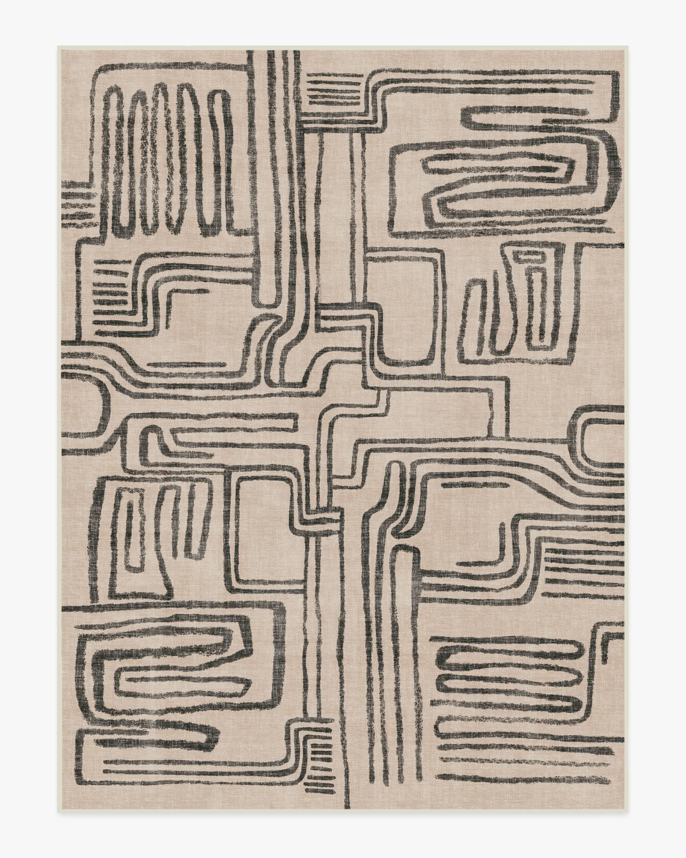 Area Rug Machine Washable - Black, Ivory