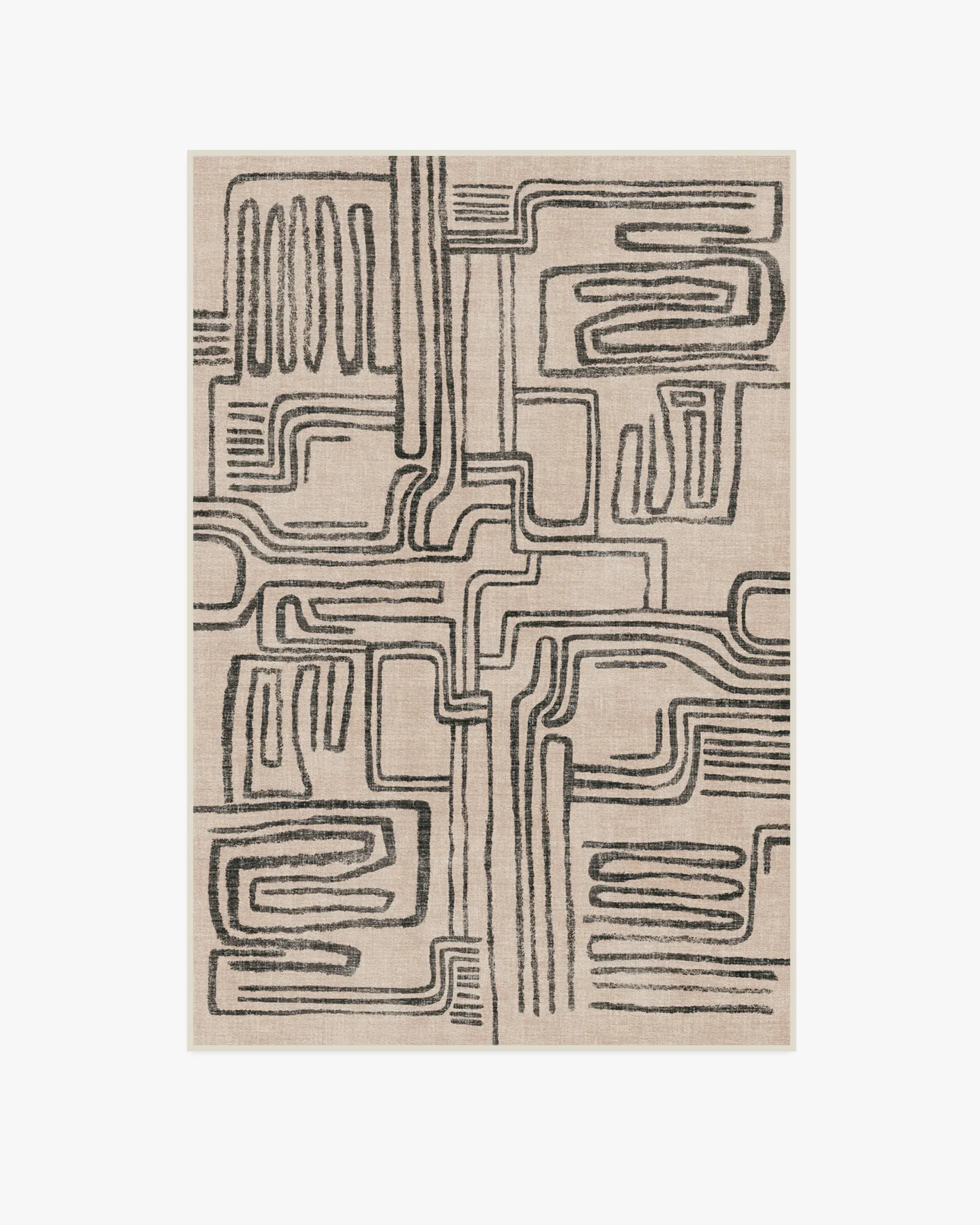 Area Rug Machine Washable - Black, Ivory