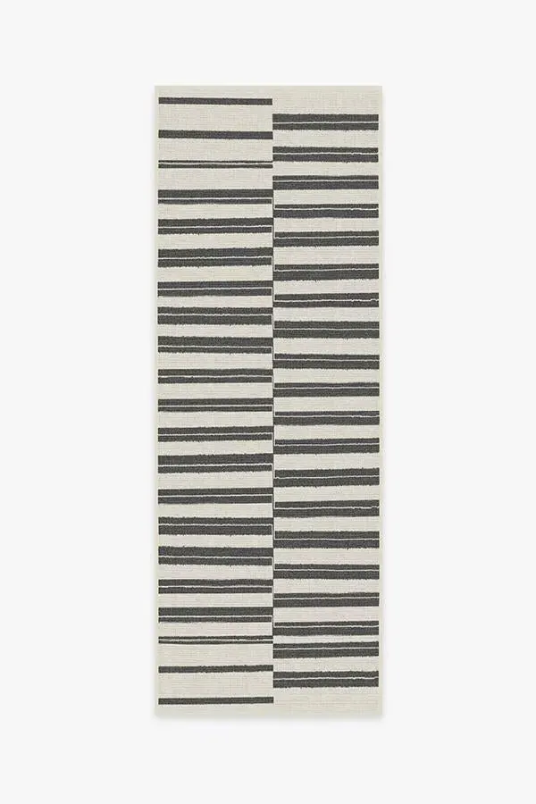 Area Rug Machine Washable - Black, Stripe