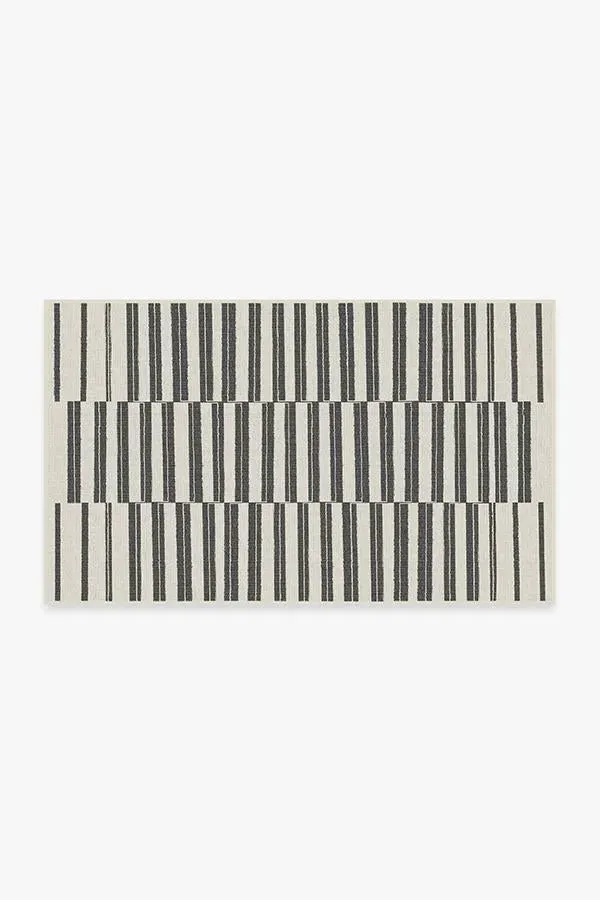 Area Rug Machine Washable - Black, Stripe image
