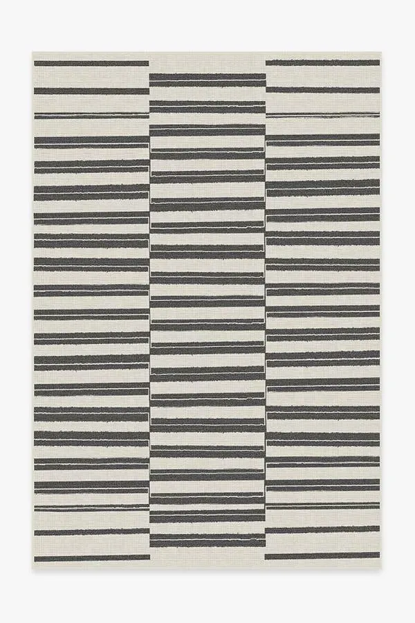 Area Rug Machine Washable - Black, Stripe