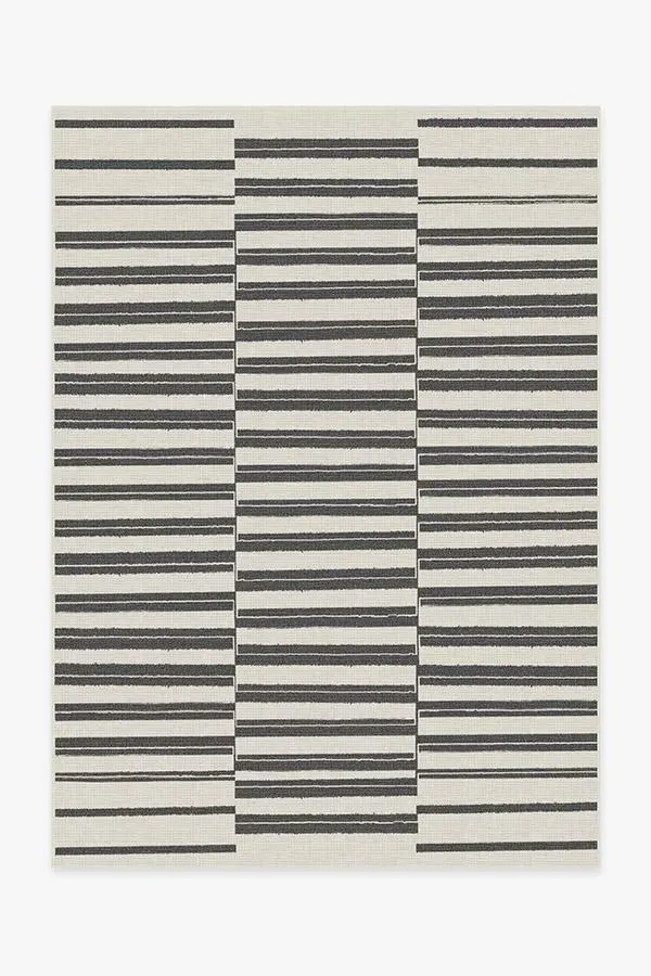 Area Rug Machine Washable - Black, Stripe