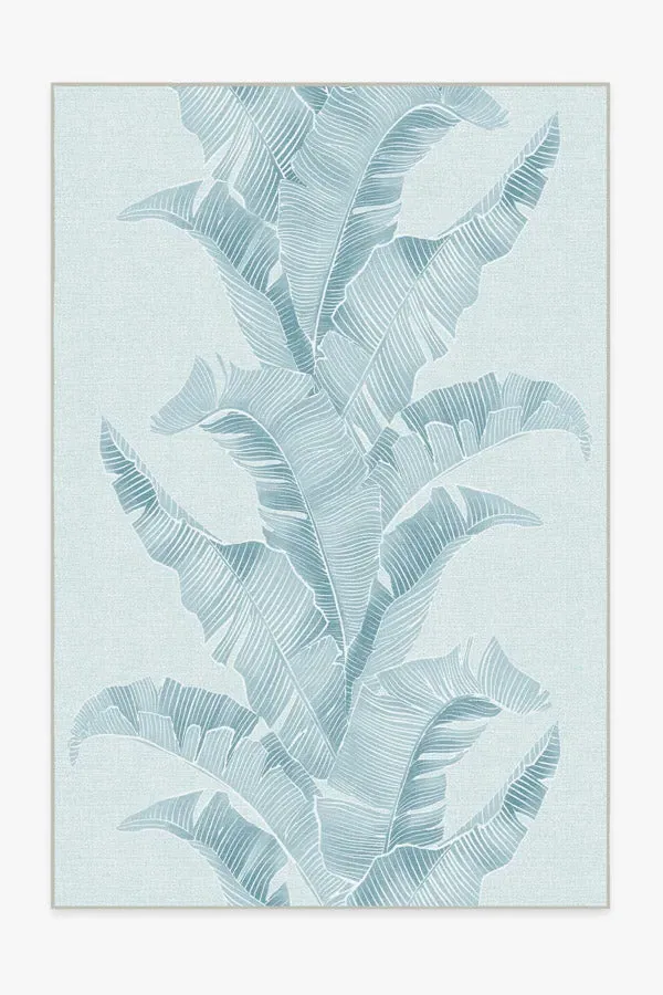 Area Rug Machine Washable - Blue, Banana Leaf