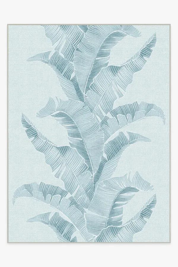 Area Rug Machine Washable - Blue, Banana Leaf