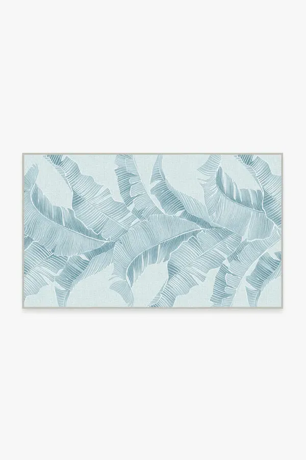 Area Rug Machine Washable - Blue, Banana Leaf image