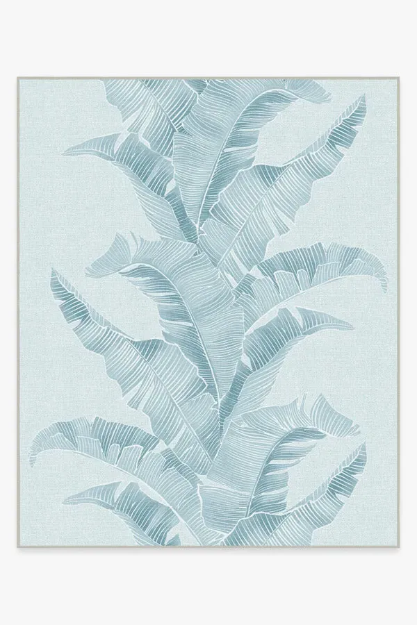 Area Rug Machine Washable - Blue, Banana Leaf
