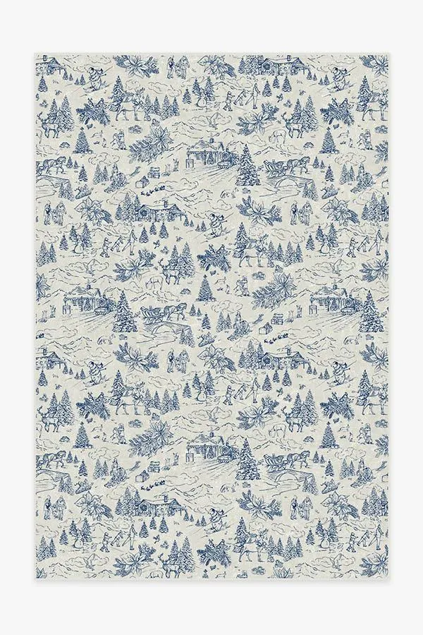 Area Rug Machine Washable - Blue, Chenille