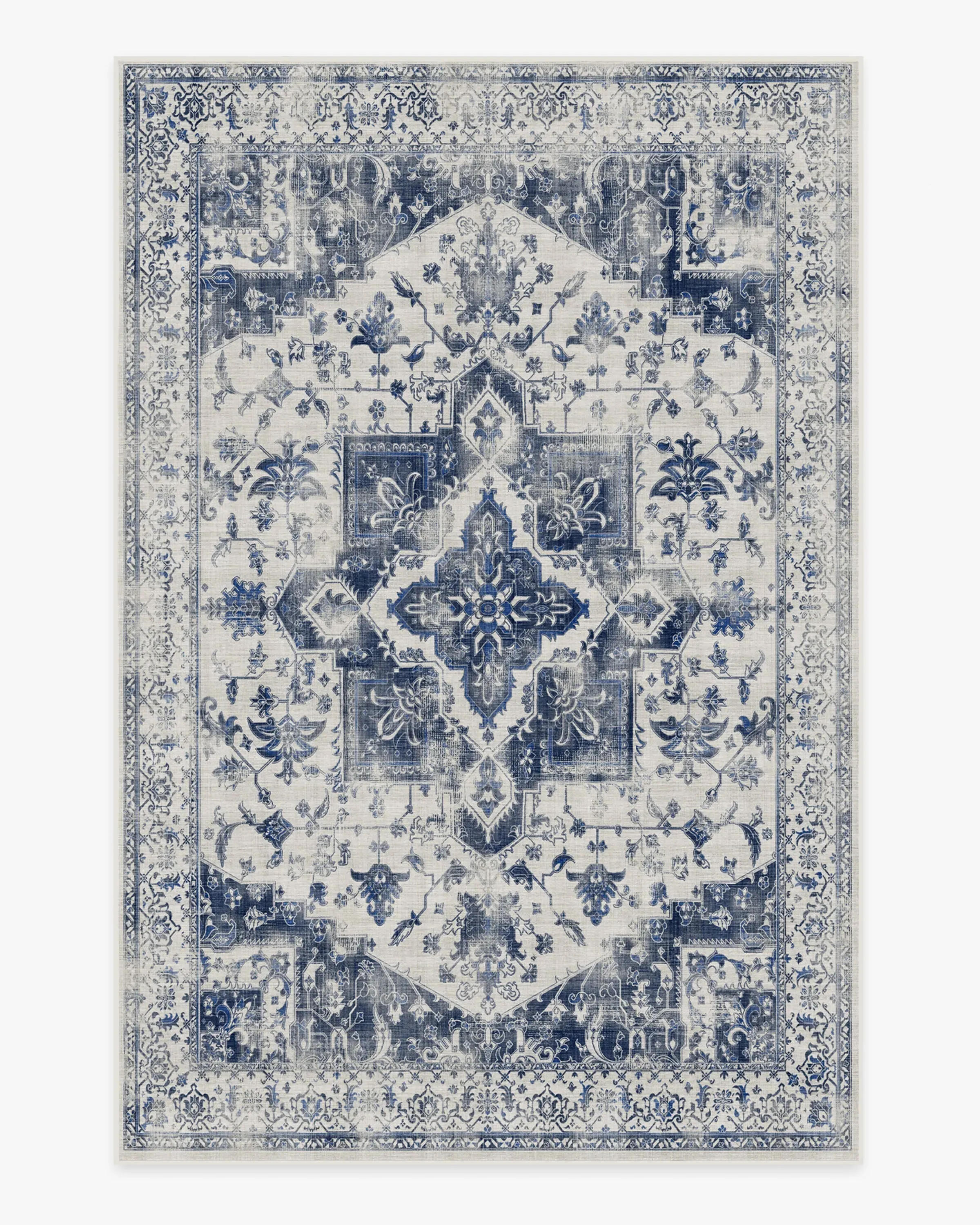 Area Rug Machine Washable - Blue, Chenille