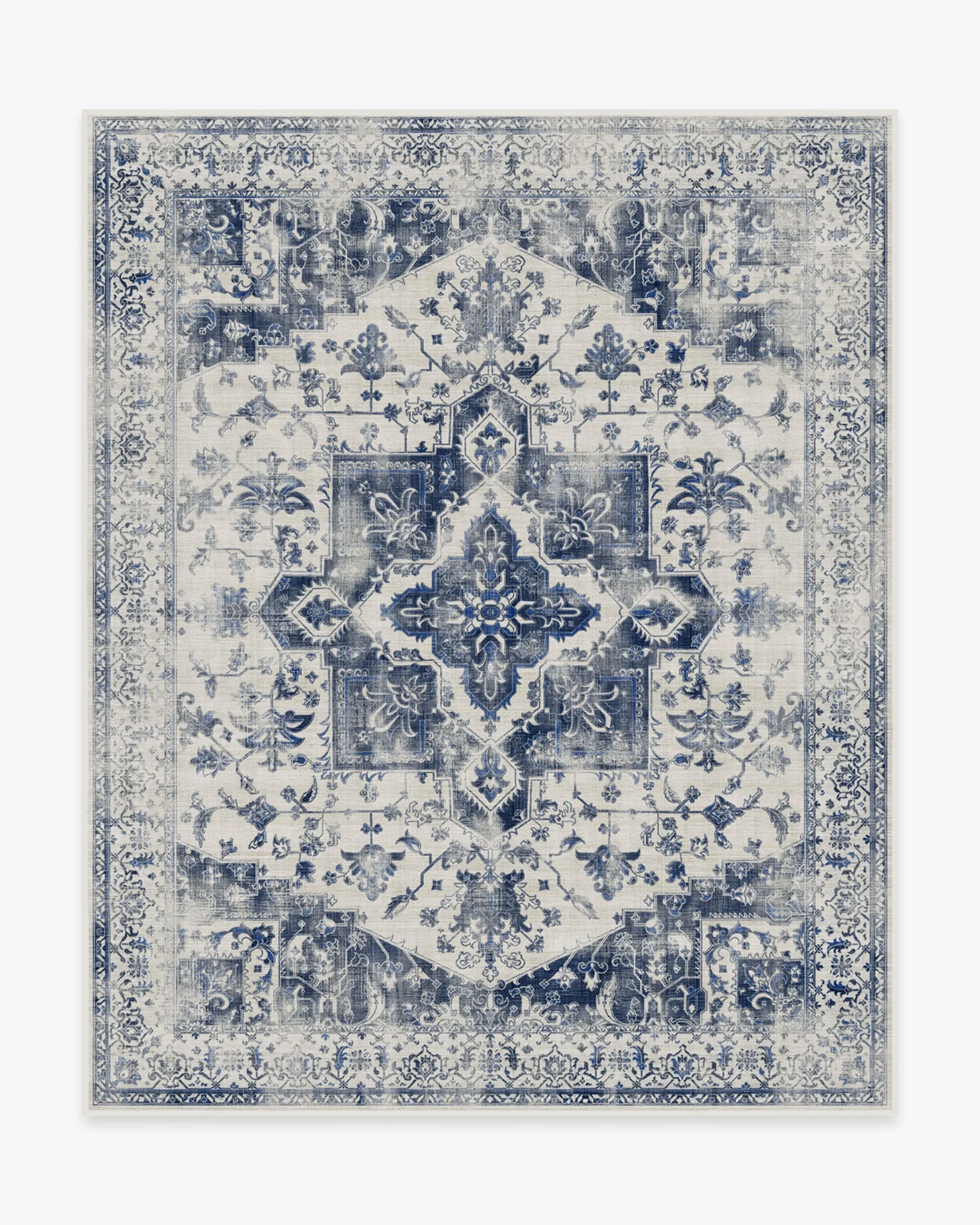 Area Rug Machine Washable - Blue, Chenille