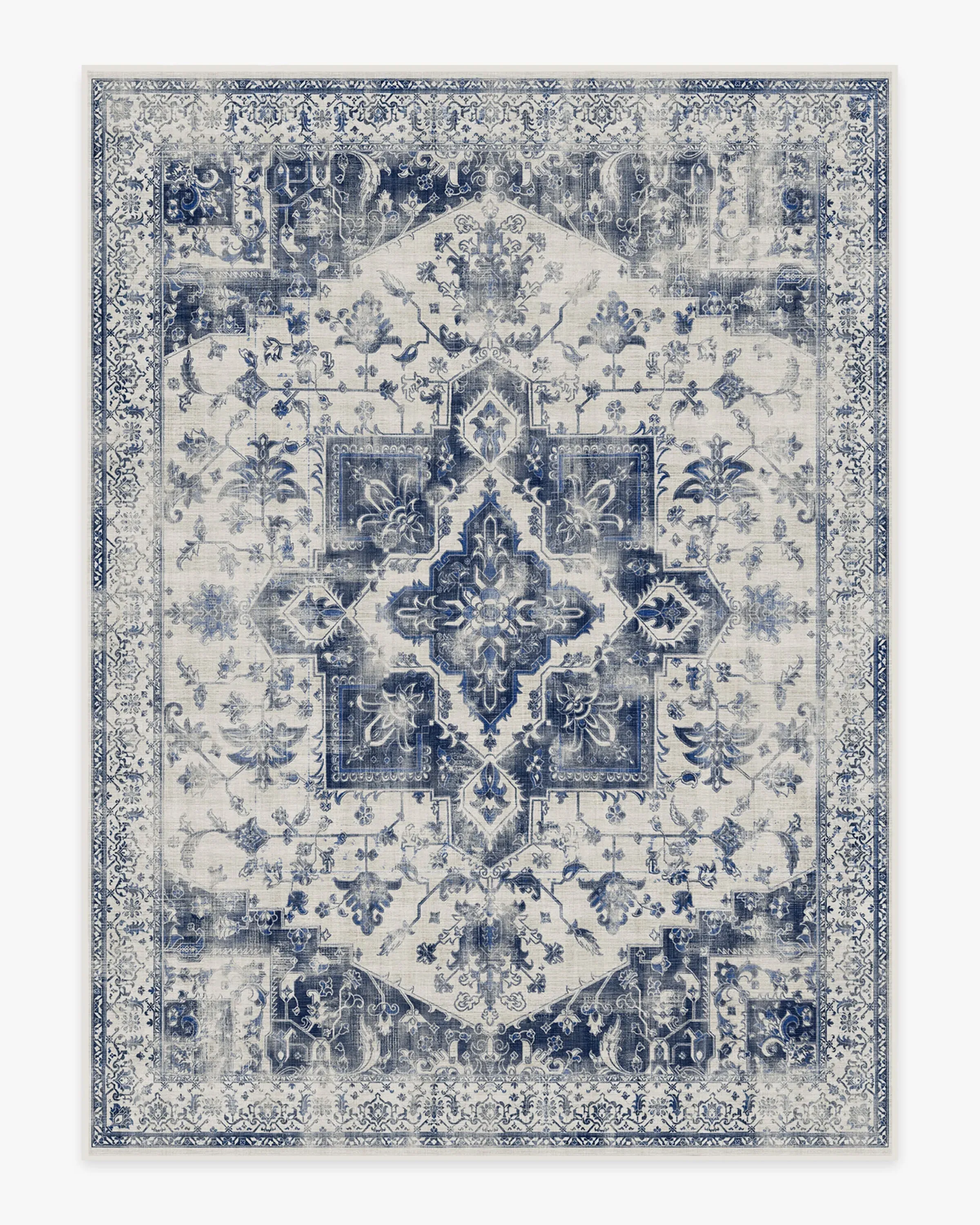 Area Rug Machine Washable - Blue, Chenille