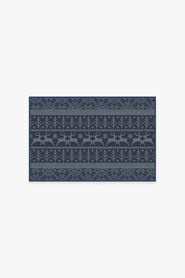 Area Rug Machine Washable - Blue, Chenille image