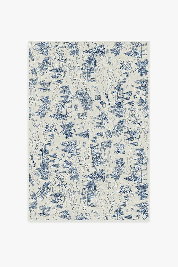 Area Rug Machine Washable - Blue, Chenille