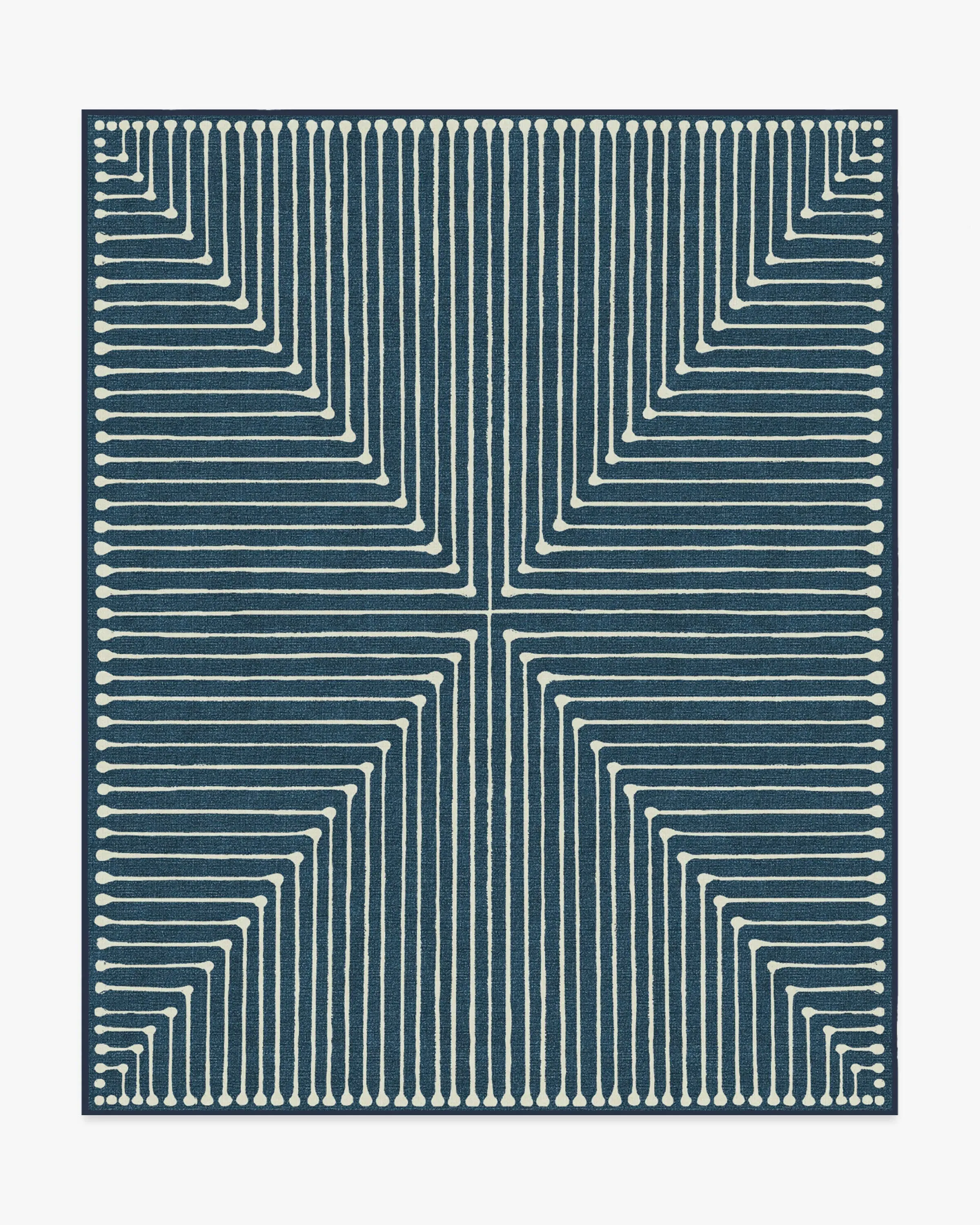 Area Rug Machine Washable - Blue, Chenille