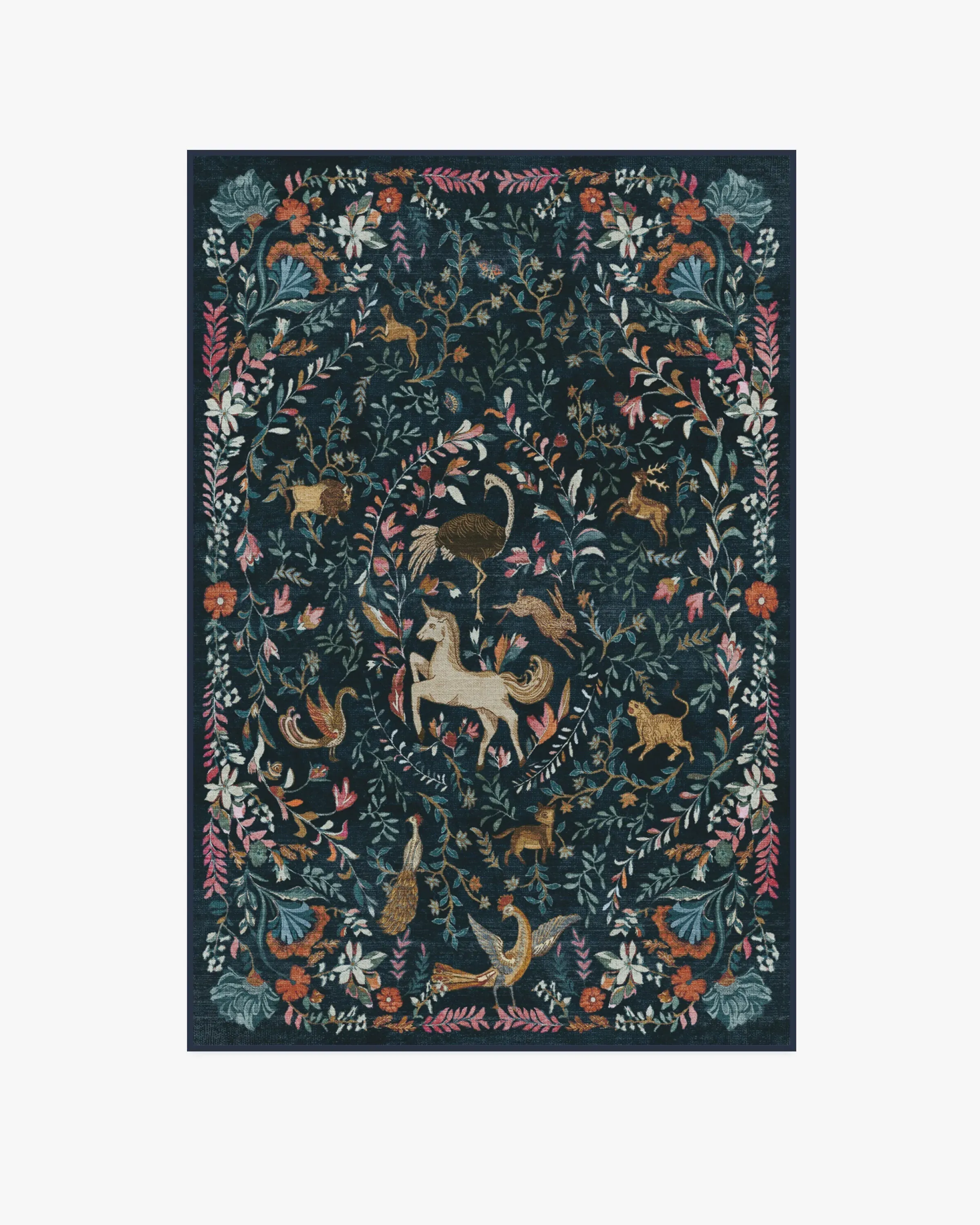 Area Rug Machine Washable - Blue, Flatwoven