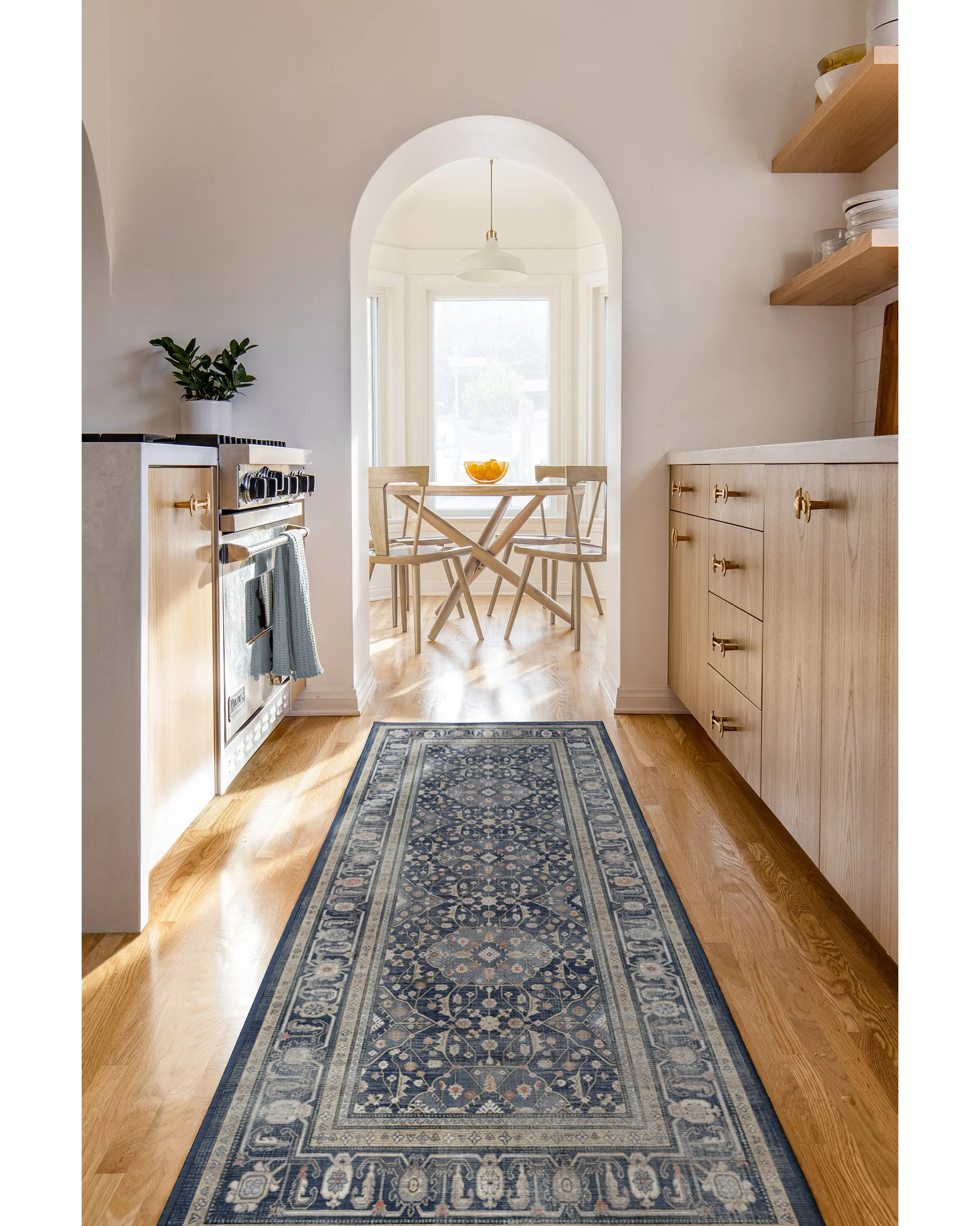 Area Rug Machine Washable - Blue, Flatwoven