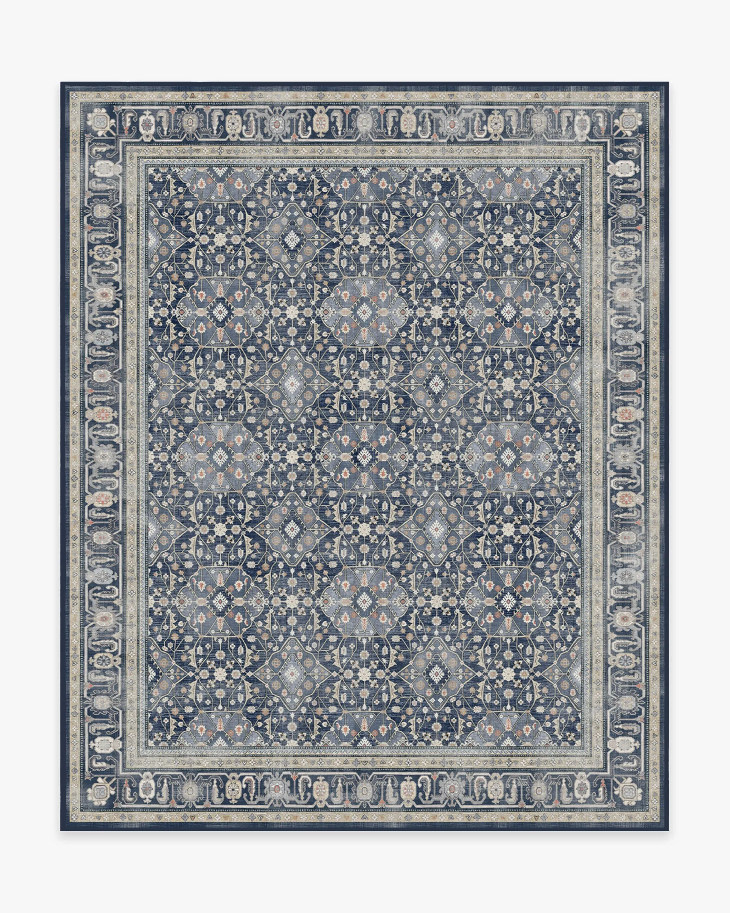 Area Rug Machine Washable - Blue, Flatwoven