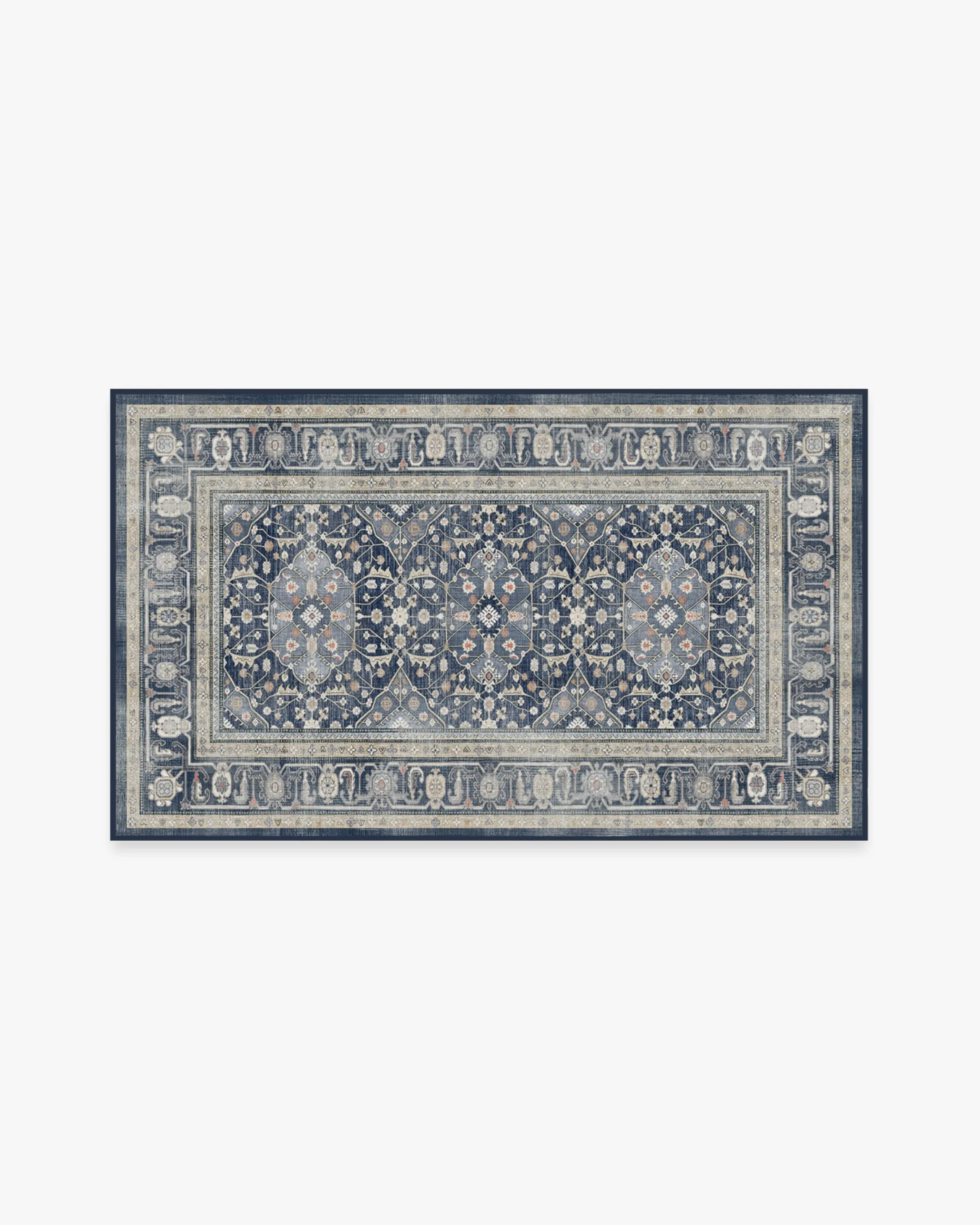 Area Rug Machine Washable - Blue, Flatwoven