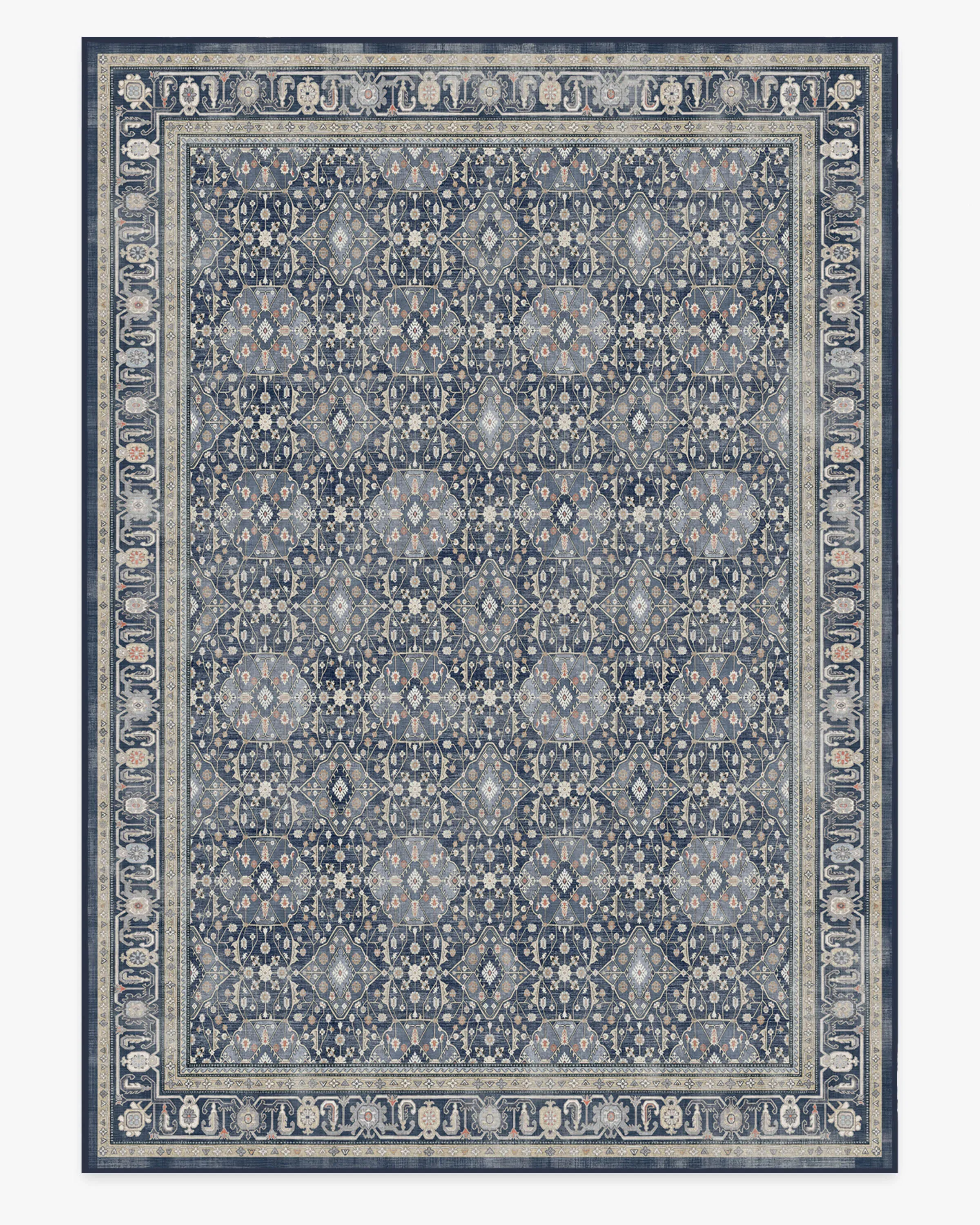 Area Rug Machine Washable - Blue, Flatwoven