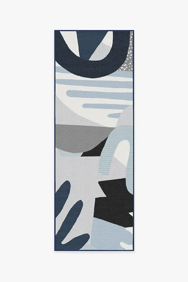Area Rug Machine Washable - Blue, Grey