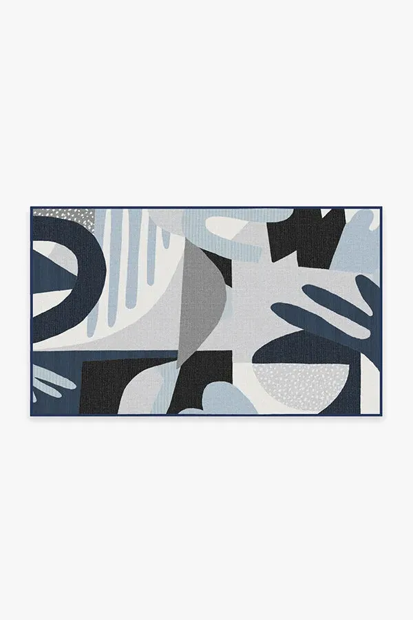Area Rug Machine Washable - Blue, Grey image