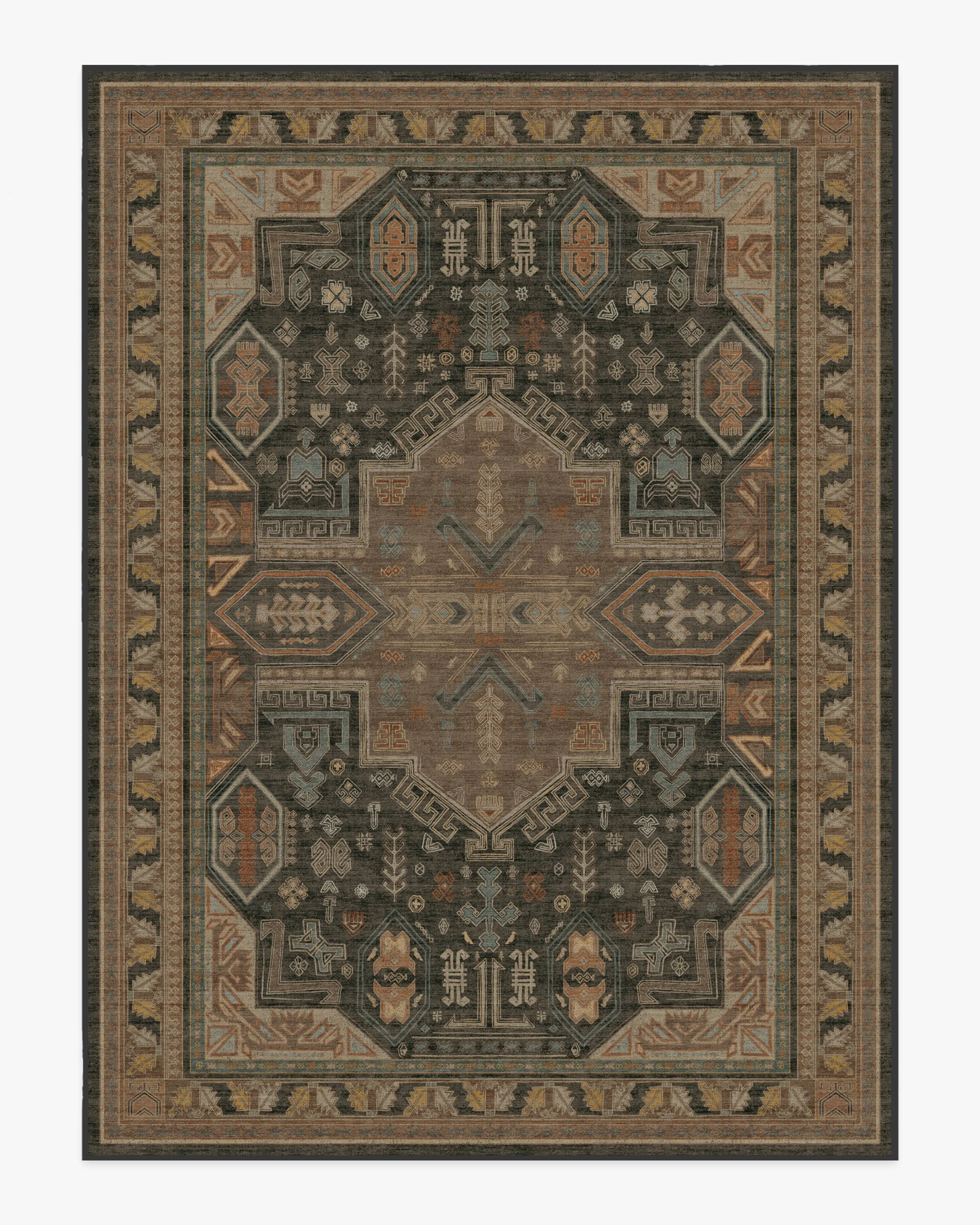 Area Rug Machine Washable - Brown