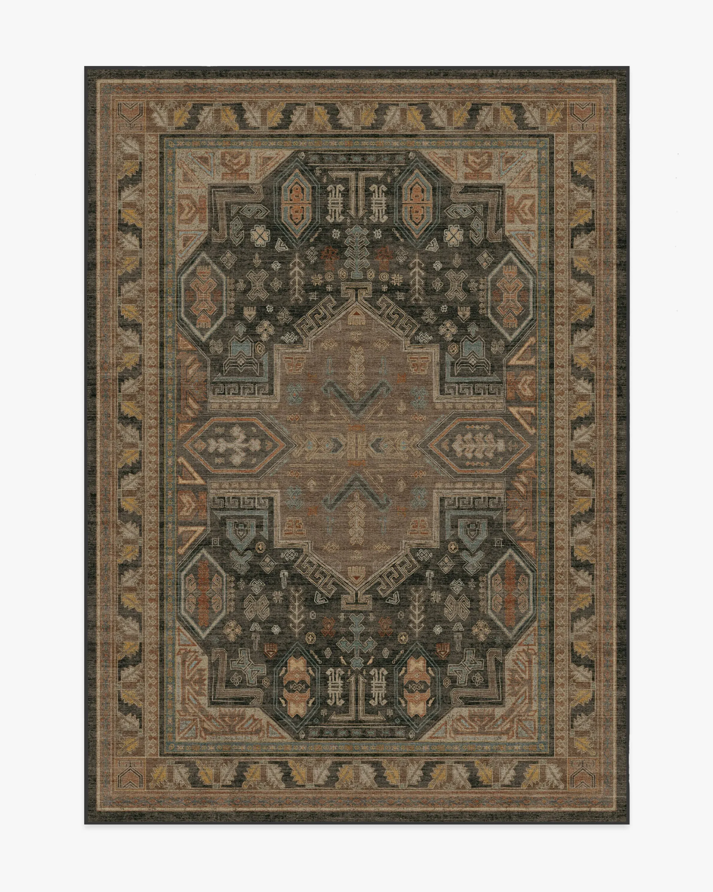 Area Rug Machine Washable - Brown