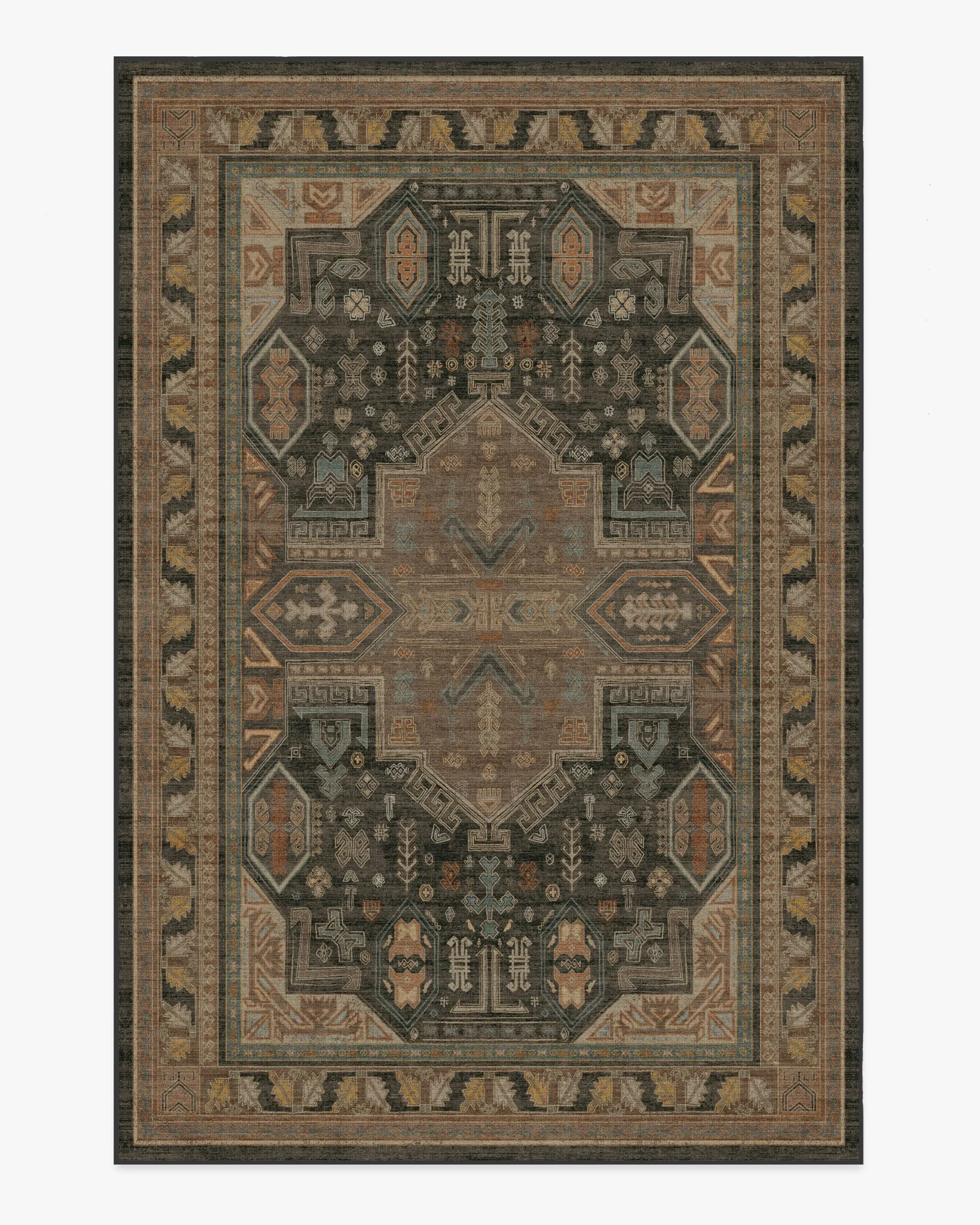 Area Rug Machine Washable - Brown