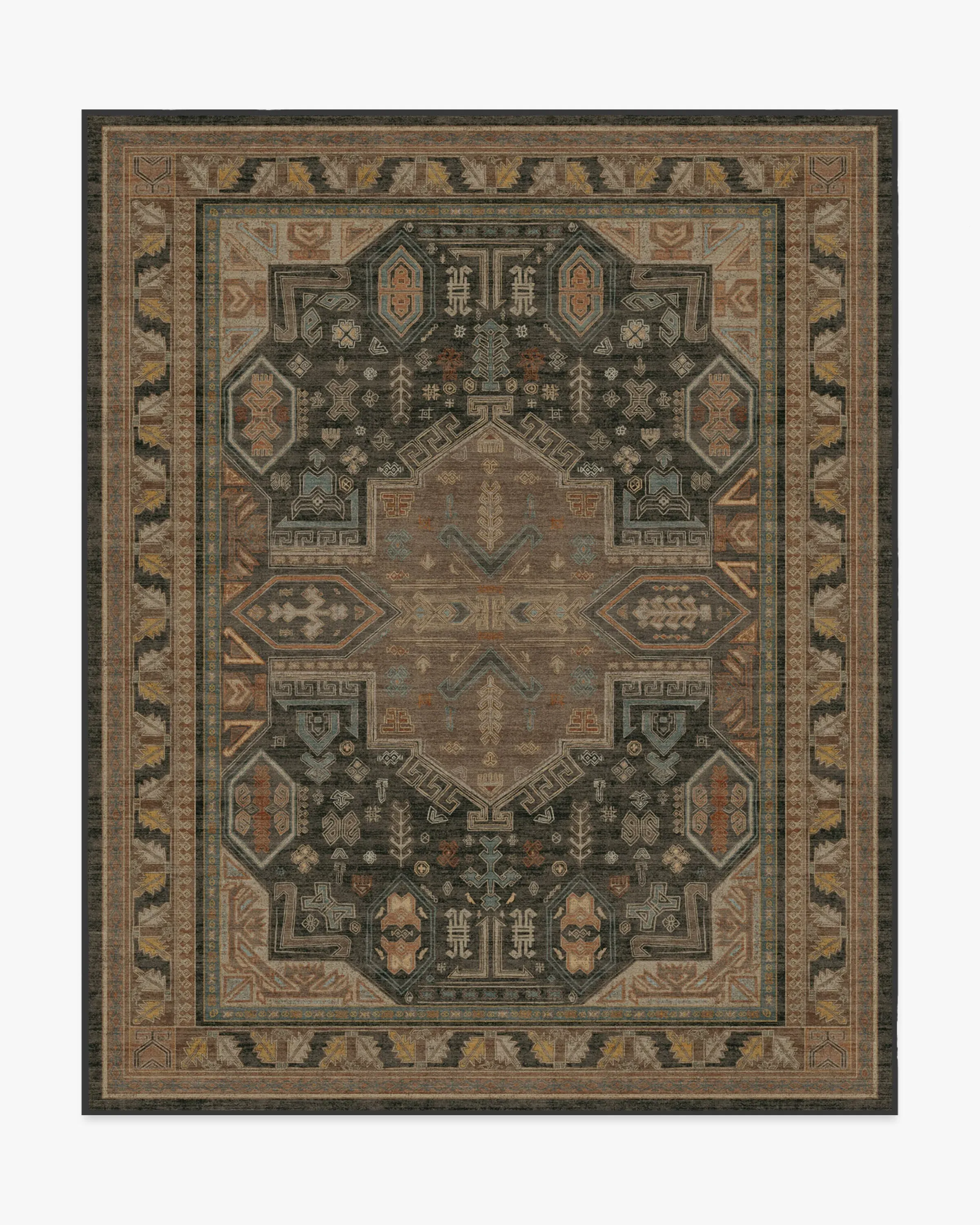 Area Rug Machine Washable - Brown, Flatwoven