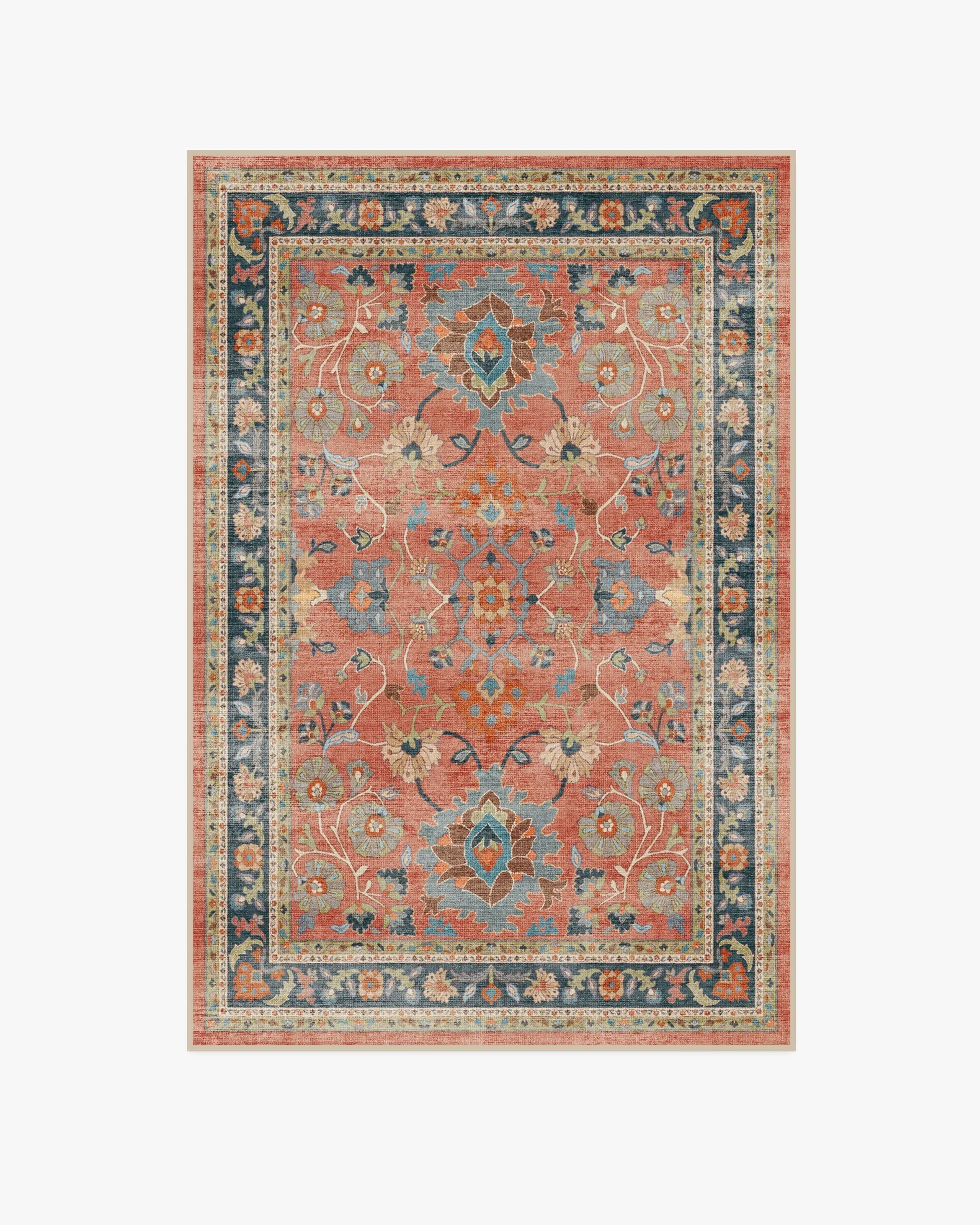 Area Rug Machine Washable - Coral
